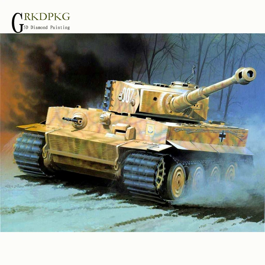 GRKDPKJ War & tank Военная картина рукоделие Алмазная мозаика Diy 5D круглая полная