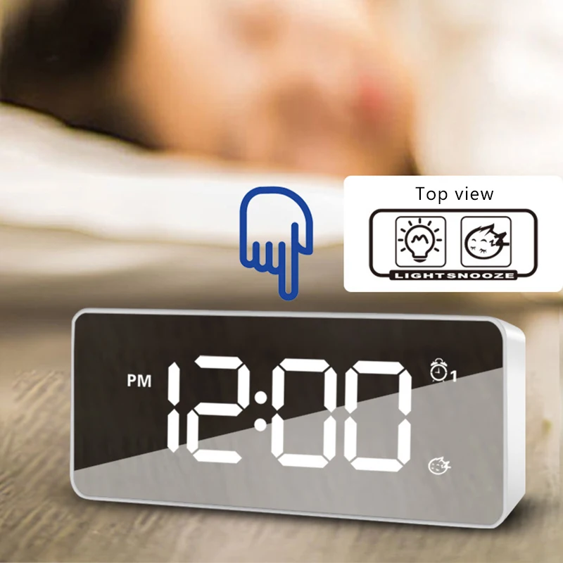 Digital Alarm Clock With LED Display Electronic Watch Portable Mirror Table Clock Snooze Time Adjustable Brightness & Volume
Digital Alarm Clock With LED Display Electronic Watch Portable Mirror Table Clock Snooze Time Adjustable Brightness & Volume