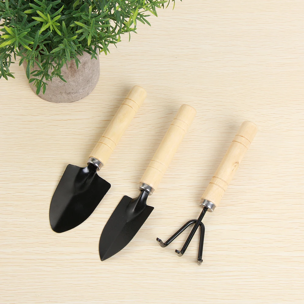 Набор Мини садовых инструментов лопатка грабли бонсай с деревянной ручкой
