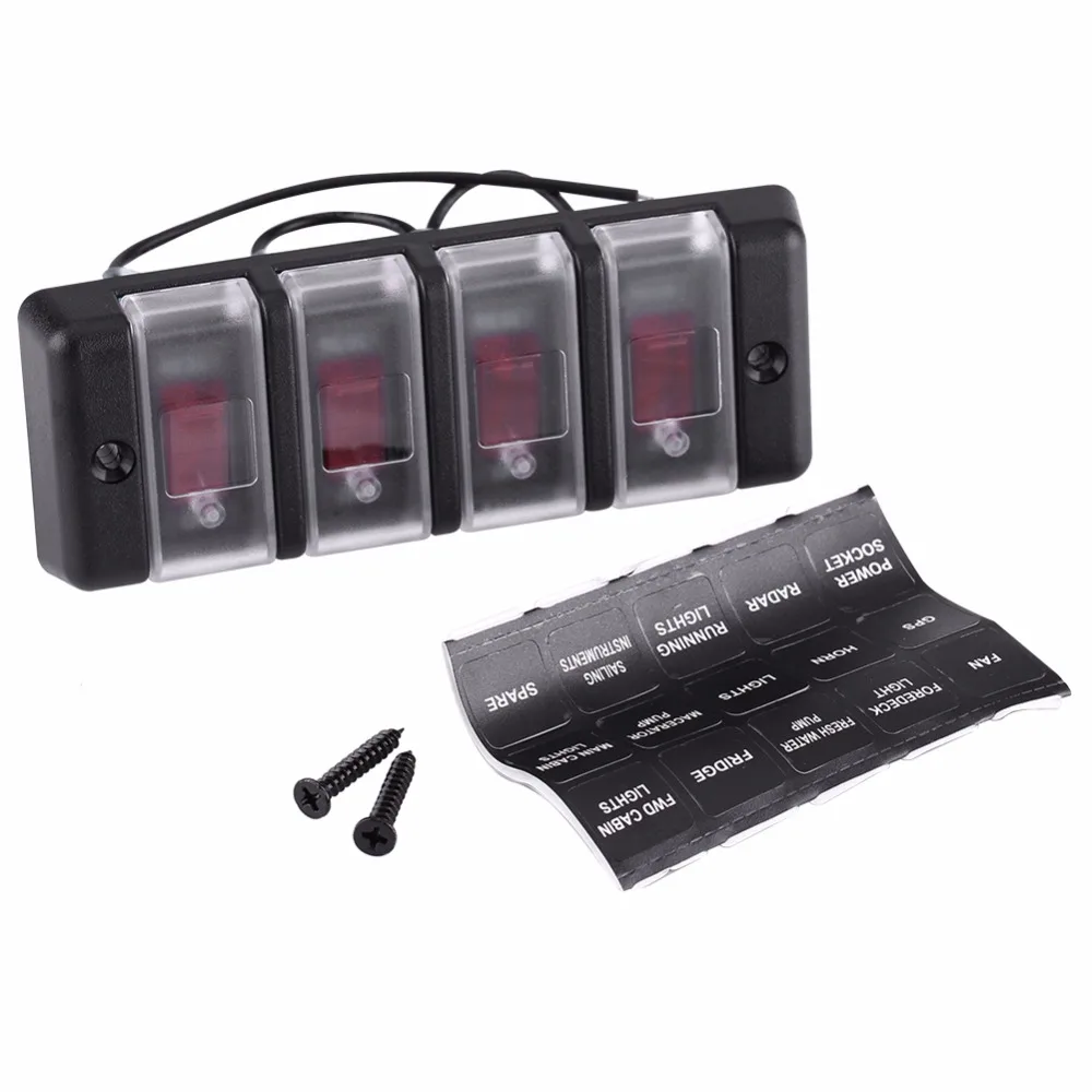 4 Gang 12V Car RV Marine Boat Waterproof Rocker Switch Panel Circuit Breakers Car Accessories
4 Gang 12V Car RV Marine Boat Waterproof Rocker Switch Panel Circuit Breakers Car Accessories