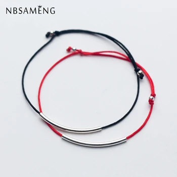NBSAMENG Real 925 Sterling Silver Black/Red Thread Long Tube Charm Bracelet Adjustable Length For Women Gift Bracelets Jewelry 
NBSAMENG Real 925 Sterling Silver Black/Red Thread Long Tube Charm Bracelet Adjustable Length For Women Gift Bracelets Jewelry