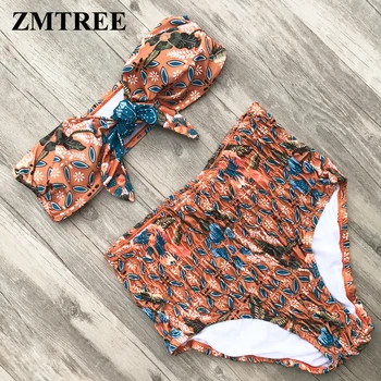 ZMTREE 2018 New Bikini High Waist Swimwear Retro Printed Swimsuit Bowknot Beach Bathing Suit Pleated Bikini Set Bandeau Biquini
ZMTREE 2018 New Bikini High Waist Swimwear Retro Printed Swimsuit Bowknot Beach Bathing Suit Pleated Bikini Set Bandeau Biquini