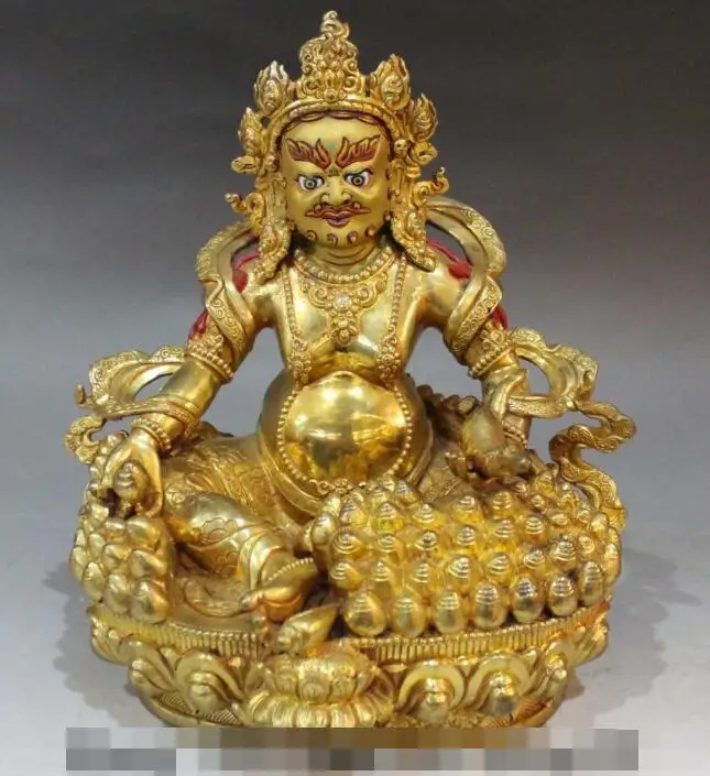 S3098 10"Tibet Bronze 24K Gold painting Mouse Yellow Jambhala Wealth God Buddha Statue
S3098 10"Tibet Bronze 24K Gold painting Mouse Yellow Jambhala Wealth God Buddha Statue
