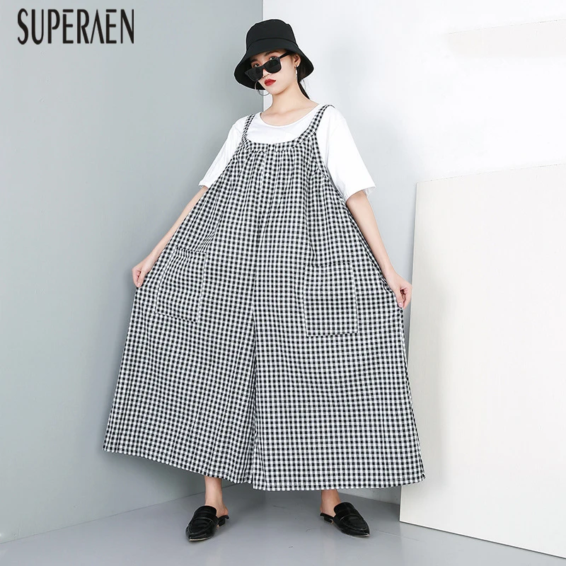 SuperAen 2019 Summer New Plaid Jumpsuit Women Cotton Wild Casual Fashion Ladies Jumpsuits Pluz Size Wide Leg Pants Female
SuperAen 2019 Summer New Plaid Jumpsuit Women Cotton Wild Casual Fashion Ladies Jumpsuits Pluz Size Wide Leg Pants Female