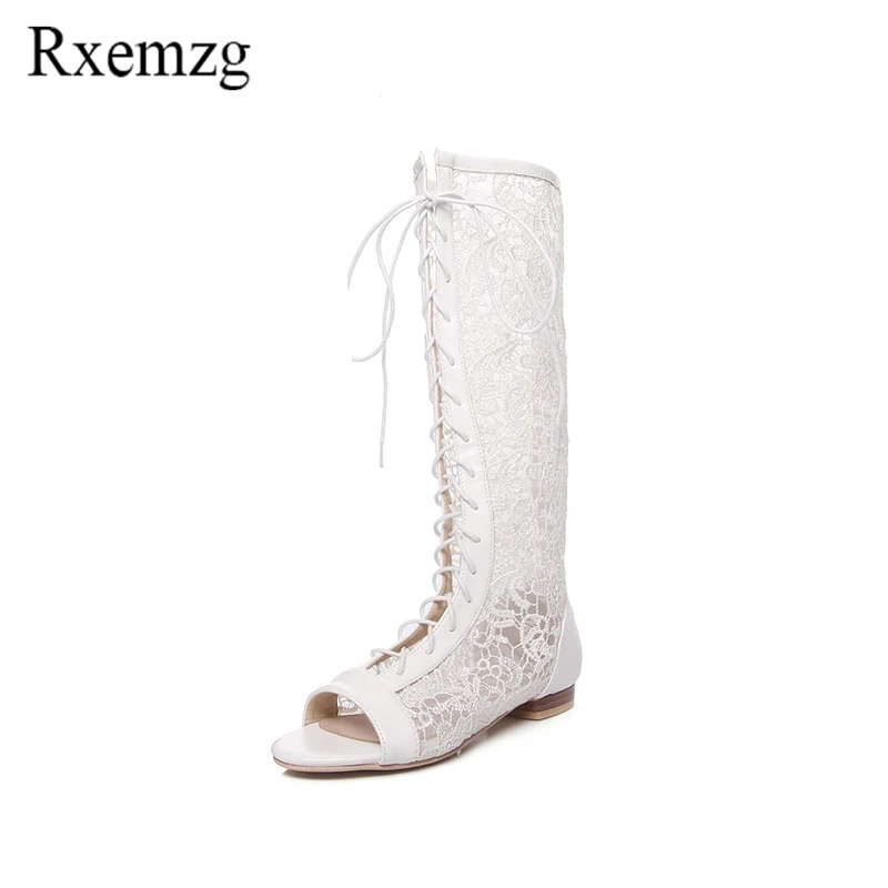 Rxemzg new fashion lace knee high summer boots for women peep toe low heels long boots lace-up summer shoes woman big size 34-48
Rxemzg new fashion lace knee high summer boots for women peep toe low heels long boots lace-up summer shoes woman big size 34-48