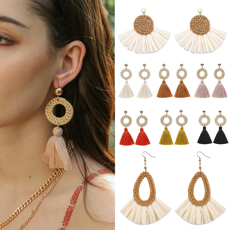 2019 New 1 pair high quality Drop Earrings Women Fashion Dangle Rattan Shell Pendant Bamboo Handmade Wood Tassel earrings
2019 New 1 pair high quality Drop Earrings Women Fashion Dangle Rattan Shell Pendant Bamboo Handmade Wood Tassel earrings