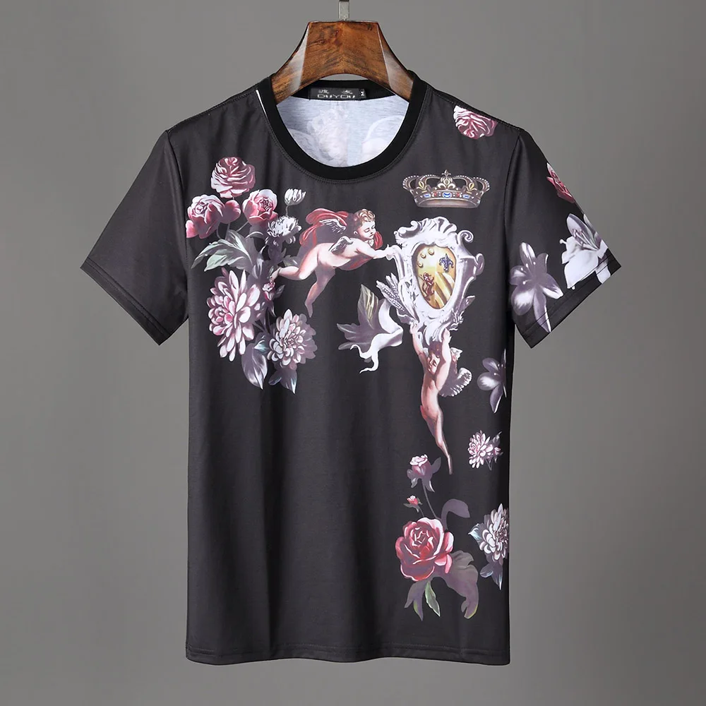 DUYOU Mens T shirt Brand Clothing Fashion Crown Angel Flower Printed T-shirt Cotton Stretch Tshirt Men
DUYOU Mens T shirt Brand Clothing Fashion Crown Angel Flower Printed T-shirt Cotton Stretch Tshirt Men