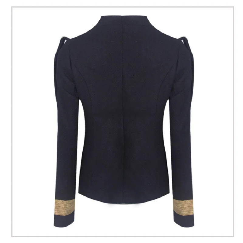 2018 Runway Designer Formal Jacket Women Winter Coat Long Sleeve Gold