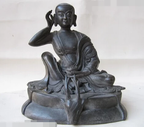 bi003204 7"Tibetan Buddhism superb bronze Copper Milarepa Buddha Statue