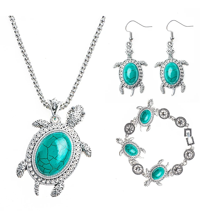 SHUANGR Vintage Tone Animal Tortoise Jewelry Sets Blue Stone Earrings Necklace Bracelet Women Little Turtle Accessories
SHUANGR Vintage Tone Animal Tortoise Jewelry Sets Blue Stone Earrings Necklace Bracelet Women Little Turtle Accessories