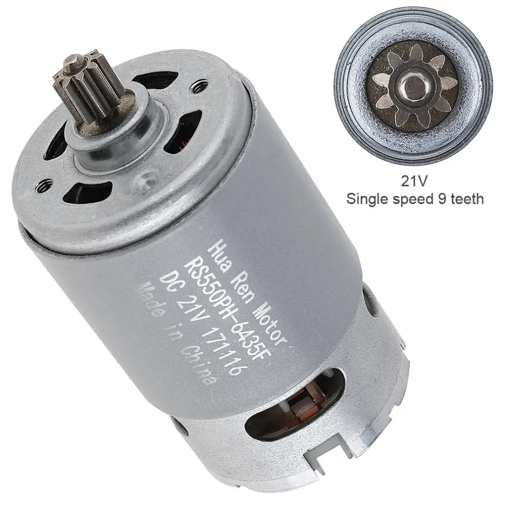 RS550 21V 19500 RPM DC Motor with Single Speed 9 Teeth and High Torque Gear Box for Electric Drill/Screwdriver
RS550 21V 19500 RPM DC Motor with Single Speed 9 Teeth and High Torque Gear Box for Electric Drill/Screwdriver