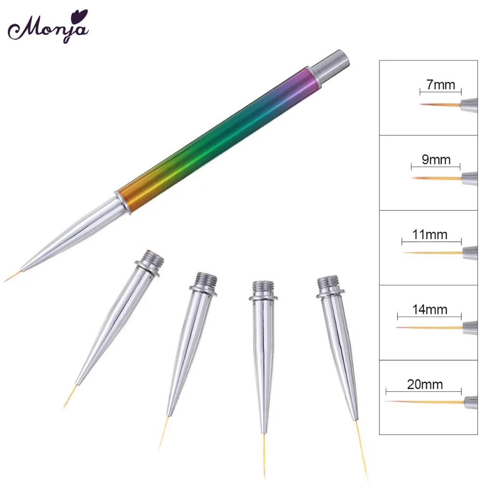 Monja 7/9/11/14/20mm 5 in 1 Nail Art French Stripes Lines Flower Painting Drawing Liner Brush Pen Manicure Tools
Monja 7/9/11/14/20mm 5 in 1 Nail Art French Stripes Lines Flower Painting Drawing Liner Brush Pen Manicure Tools
