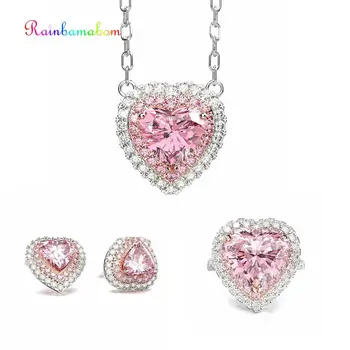 Rainbamabom Romantic 100% 925 Sterling Silver Heart Rose Quartz Gemstone White Gold Earrings Ring Necklace Jewelry Set Wholesale
Rainbamabom Romantic 100% 925 Sterling Silver Heart Rose Quartz Gemstone White Gold Earrings Ring Necklace Jewelry Set Wholesale