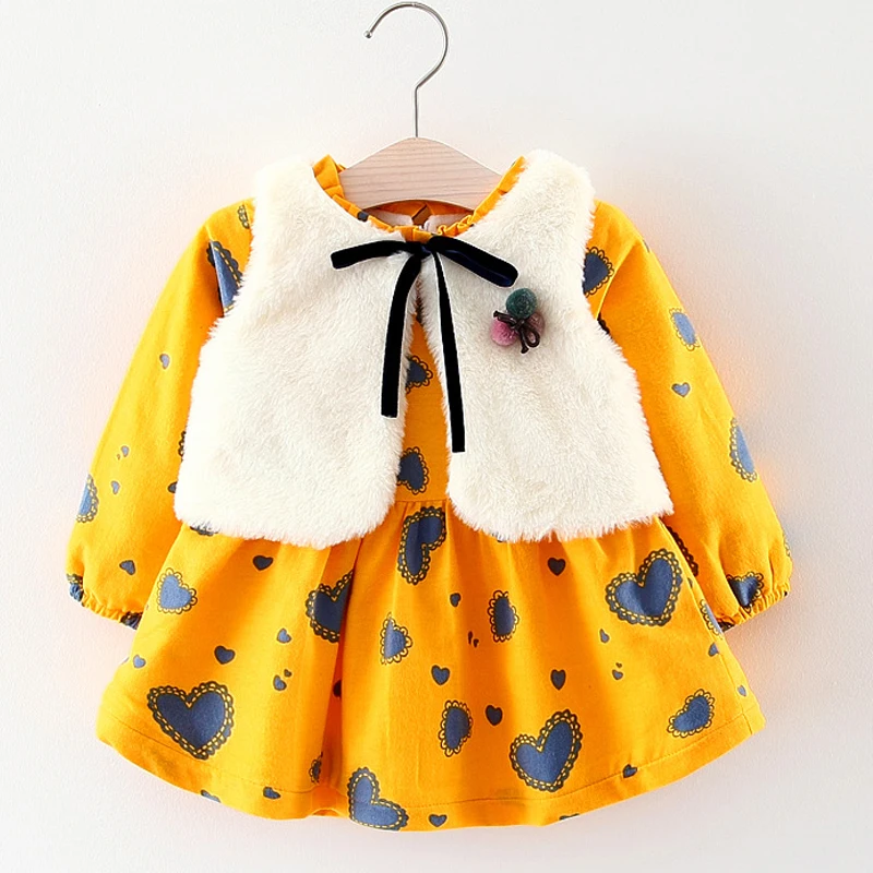 Платье для маленьких девочек Sodawn осенне зимнее плотное пуховое платье с длинным