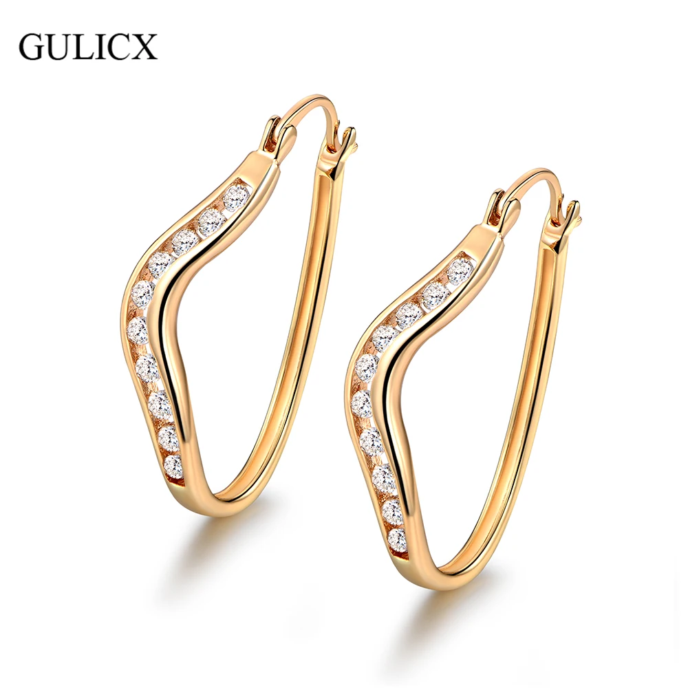 GULICX Small Hoop Earrings for Women New Designer Gold-color Earrging White Zircon Crystal Wedding Jewelry E153
GULICX Small Hoop Earrings for Women New Designer Gold-color Earrging White Zircon Crystal Wedding Jewelry E153
