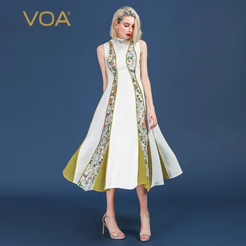 VOA Heavy Silk White Long Party Dress Women Pleated Dresses Plus Size 5XL Boho Sleeveless Printed High Collar Casual Summer A153
VOA Heavy Silk White Long Party Dress Women Pleated Dresses Plus Size 5XL Boho Sleeveless Printed High Collar Casual Summer A153