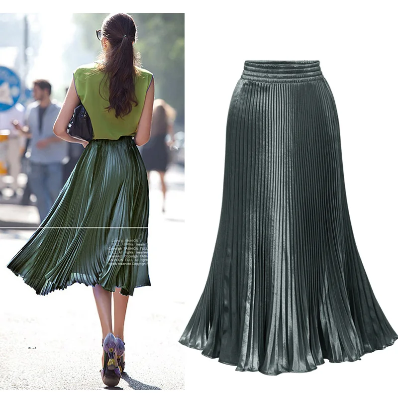 long skirts Women Girls skirt Satin accordion pleated new metal pleated skirt wild color high waist big swing 0619-45
long skirts Women Girls skirt Satin accordion pleated new metal pleated skirt wild color high waist big swing 0619-45