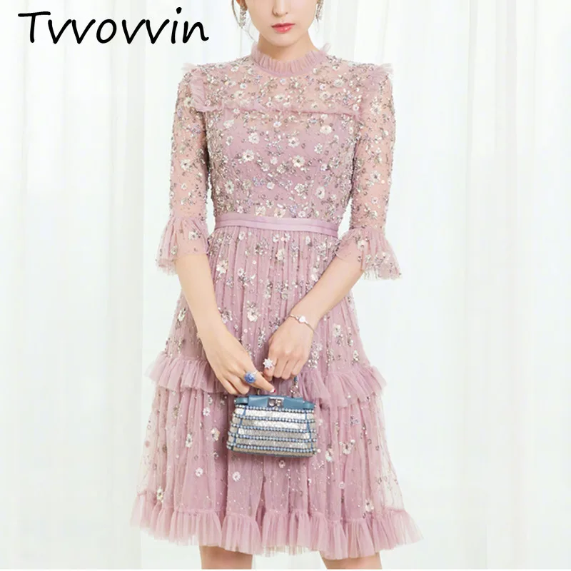 Autumn High Quality Runway Dresses Women 2018 Pink Flare Sleeve A-line Sequined Mesh Mini Dress Dresses Loose Casual V709
Autumn High Quality Runway Dresses Women 2018 Pink Flare Sleeve A-line Sequined Mesh Mini Dress Dresses Loose Casual V709