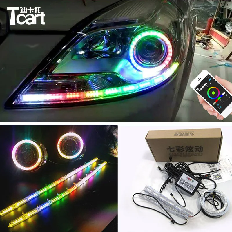 Tcart 1Set Car Headlight APP Control Lamp Bright RGB Auto LED DRL Shine Angel Eyes and Crystal Flow Tear Eyes For Audi a3 8p q7
Tcart 1Set Car Headlight APP Control Lamp Bright RGB Auto LED DRL Shine Angel Eyes and Crystal Flow Tear Eyes For Audi a3 8p q7