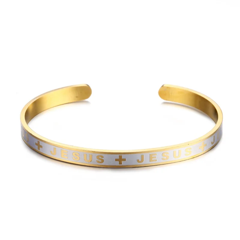 Fashion Jesus Cross Cuff Bangles For Women Gold Color Stainless Steel Bracelet & Bangle Adjustable Religious Jewelry Wedding
Fashion Jesus Cross Cuff Bangles For Women Gold Color Stainless Steel Bracelet & Bangle Adjustable Religious Jewelry Wedding