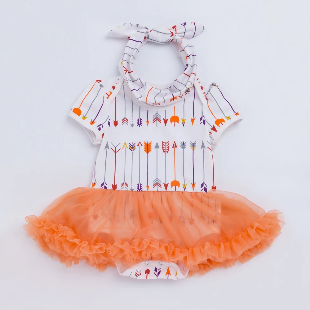 Fashion Toddler Kid Romper Dress Cotton Princess Jumpsuit with Headband Summer Style Hot Sale Arrow Print Orange Girl Dresses
Fashion Toddler Kid Romper Dress Cotton Princess Jumpsuit with Headband Summer Style Hot Sale Arrow Print Orange Girl Dresses