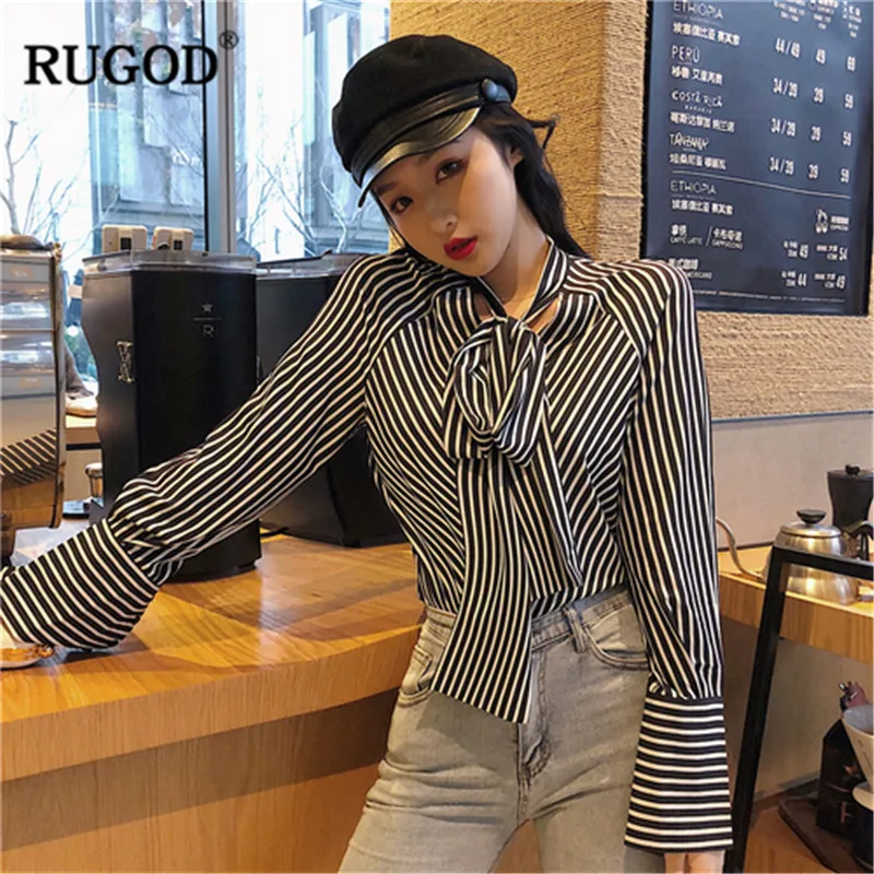 RUGOD Striped women shirts vintage long sleeves brand tied collar spring autumn modis korean style shirts female 2019
RUGOD Striped women shirts vintage long sleeves brand tied collar spring autumn modis korean style shirts female 2019