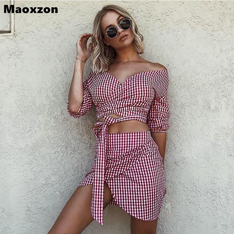 Maoxzon Women's Sets Sexy Deep V-neck Plaid Crop Tops and Skirts 2 piece Set For Female Fashion Two piece Suits Bandage Dress XL
Maoxzon Women's Sets Sexy Deep V-neck Plaid Crop Tops and Skirts 2 piece Set For Female Fashion Two piece Suits Bandage Dress XL