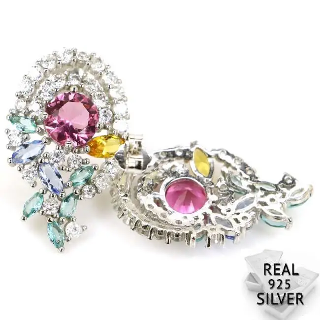 Real 5.1g 925 Solid Sterling Silver Colorful Pink Tourmalins Tanzanite Citrins Aquamarins Earrings 25x15mm
Real 5.1g 925 Solid Sterling Silver Colorful Pink Tourmalins Tanzanite Citrins Aquamarins Earrings 25x15mm