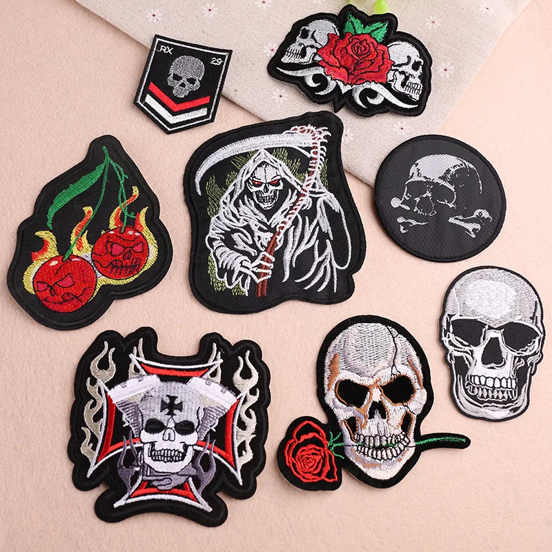 Bobitree 8pcs/set Motorcycle Black skull patch Punkers badges Stickers Fabric embroidery patches iron on
Bobitree 8pcs/set Motorcycle Black skull patch Punkers badges Stickers Fabric embroidery patches iron on