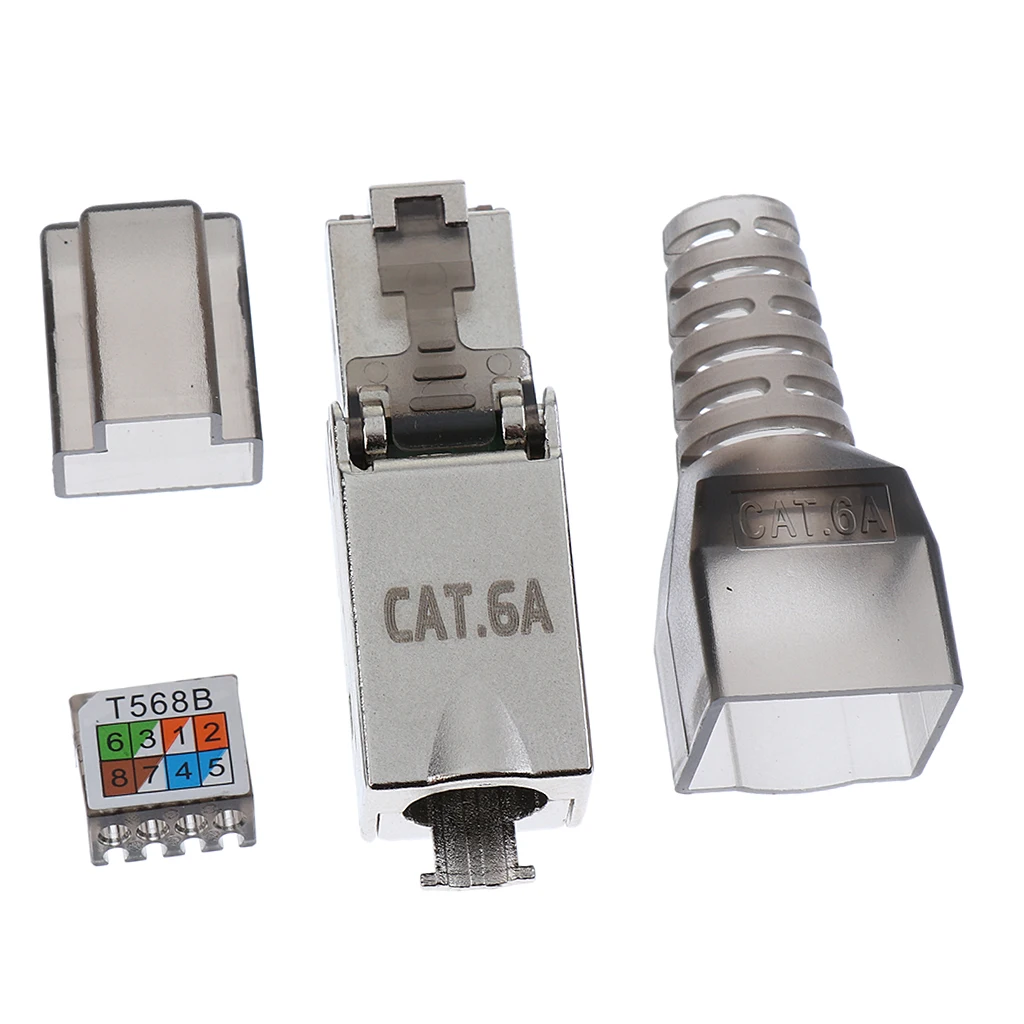 CAT6A RJ45 Network Connector Modular Plugs Shielded Connectors Ethernet Stranded wire AWG 27/7 to 22/7
CAT6A RJ45 Network Connector Modular Plugs Shielded Connectors Ethernet Stranded wire AWG 27/7 to 22/7