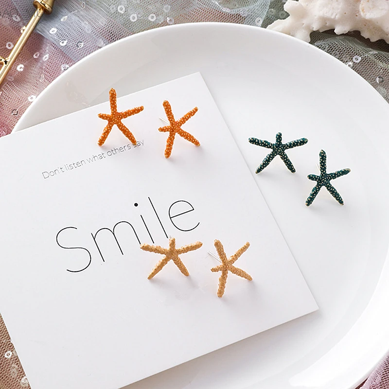 AOMU Summer S925 Sterling Silver Pin Simple Cute Sea Starfish Stud Earrings for Women Trendy Wedding Beach Party Jewelry Boucle
AOMU Summer S925 Sterling Silver Pin Simple Cute Sea Starfish Stud Earrings for Women Trendy Wedding Beach Party Jewelry Boucle