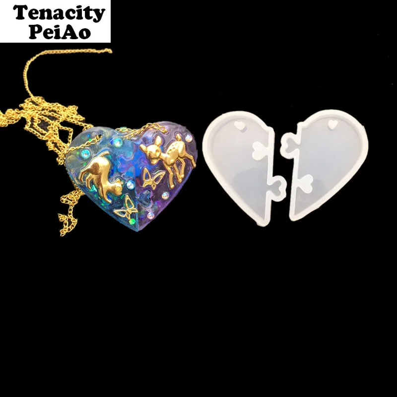 Diy silicone uv resin mold couple pendant love lock mould Pendant necklace jewelry tools
Diy silicone uv resin mold couple pendant love lock mould Pendant necklace jewelry tools