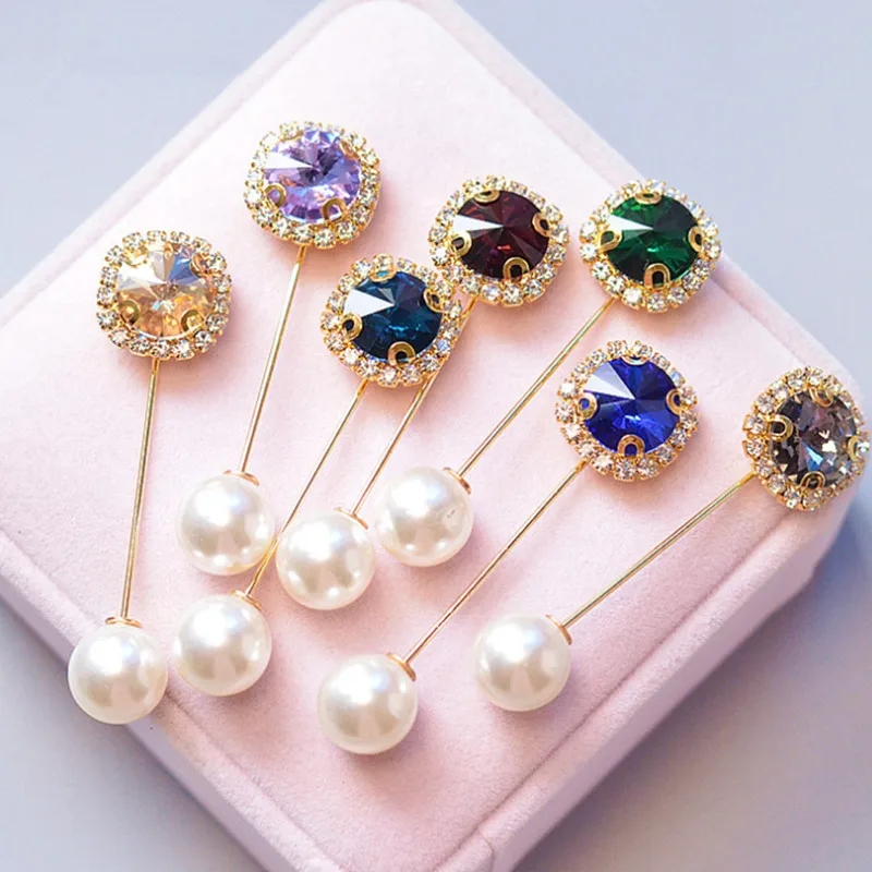 Горячая Распродажа классические броши с цветами новые длинные Хрустальные Иглы