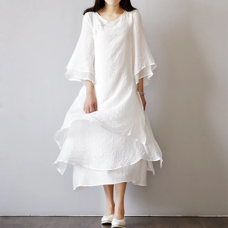 Mr.nut light retro art cat buckle cotton and linen improved cheongsam double solid color round neck cotton yarn long dress
Mr.nut light retro art cat buckle cotton and linen improved cheongsam double solid color round neck cotton yarn long dress