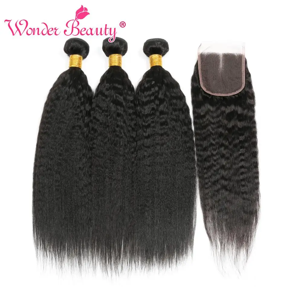 Kinky Straight Hair Bundle With Closure Brazilian Hair Weave Bundlles 8-30" Wonder Beauty Human Hair Bundles with closure Nonrem
Kinky Straight Hair Bundle With Closure Brazilian Hair Weave Bundlles 8-30" Wonder Beauty Human Hair Bundles with closure Nonrem