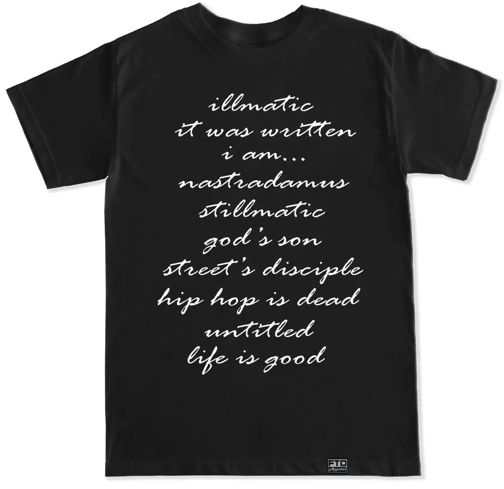 NAS ILLMATIC HIP HOP DISCOGRAPHY RAP 2 PAC CONCERT JAY Z KANYE MUSIC T SHIRT Summer Men'S fashion Tee,100% Cotton Tee Shirt
NAS ILLMATIC HIP HOP DISCOGRAPHY RAP 2 PAC CONCERT JAY Z KANYE MUSIC T SHIRT Summer Men'S fashion Tee,100% Cotton Tee Shirt