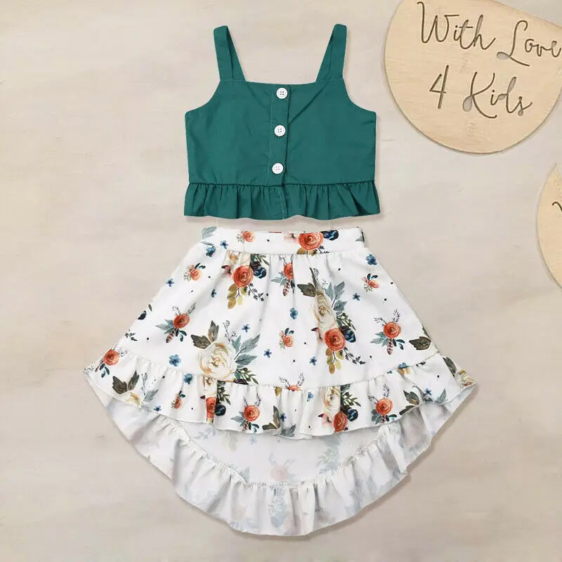 Summer Holiday Toddler Baby Girl Kid Outfit Clothes Set Sleeveless Green Tops Tank+Floral Skirt Beach Sets 1-5Y
Summer Holiday Toddler Baby Girl Kid Outfit Clothes Set Sleeveless Green Tops Tank+Floral Skirt Beach Sets 1-5Y
