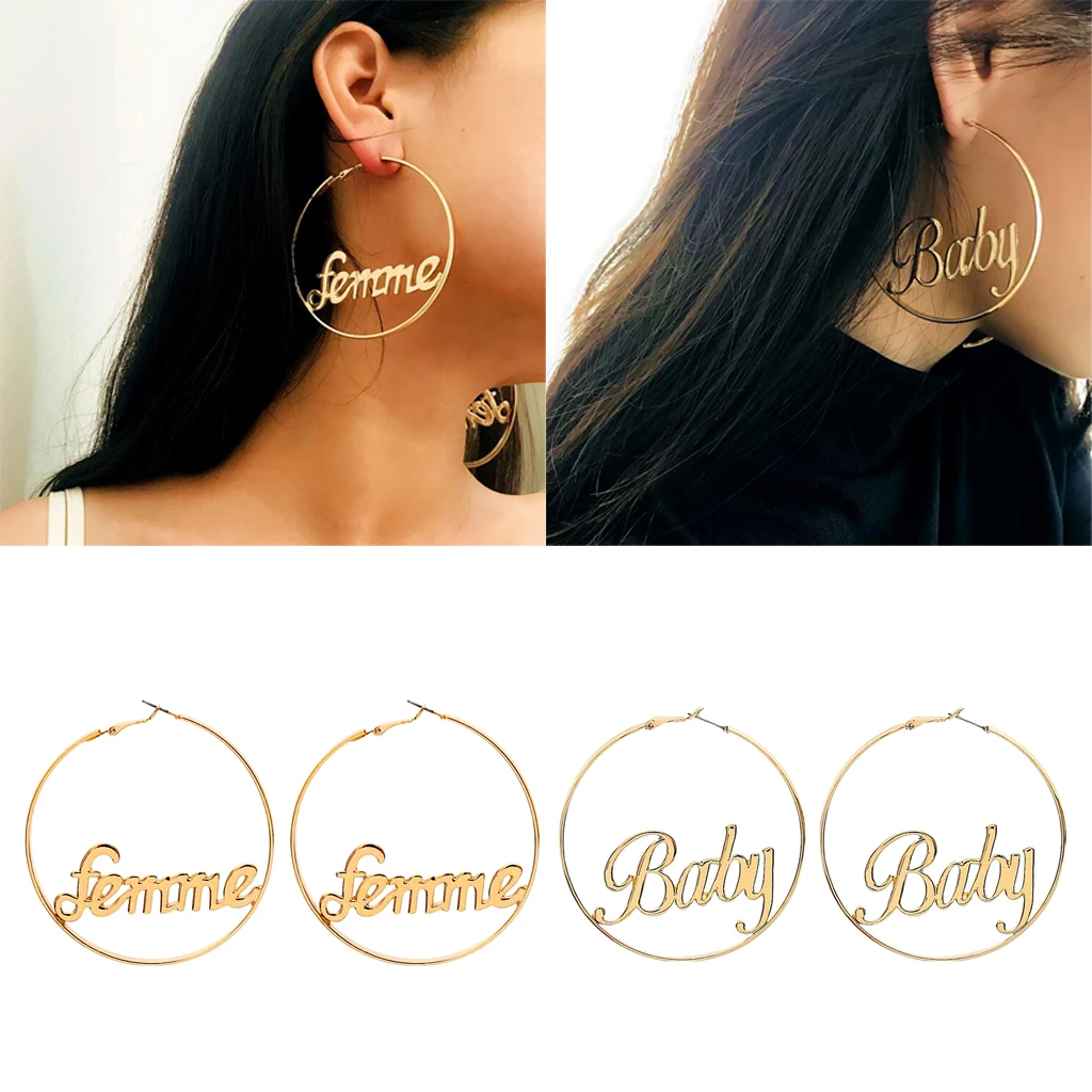 MagiDeal Large 6.8cm Loop Ring Drop with Letter Femme Baby Earring Hip Hop Jewelry
MagiDeal Large 6.8cm Loop Ring Drop with Letter Femme Baby Earring Hip Hop Jewelry
