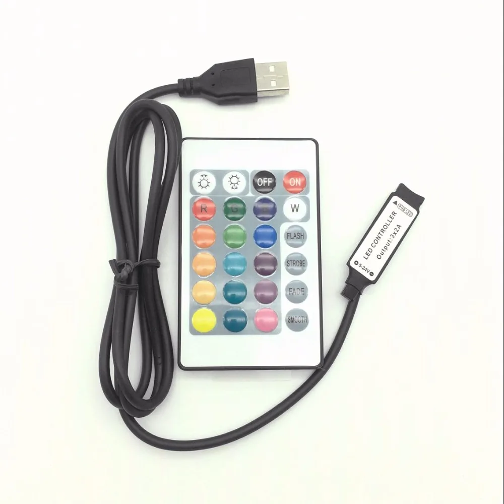 1-10PCS/Lot USB RGB remote Controller 5-24V IR 24key Wireless Led Dimmer 4Pin Female connector for 5050 3528 RGB Led USB strip
1-10PCS/Lot USB RGB remote Controller 5-24V IR 24key Wireless Led Dimmer 4Pin Female connector for 5050 3528 RGB Led USB strip