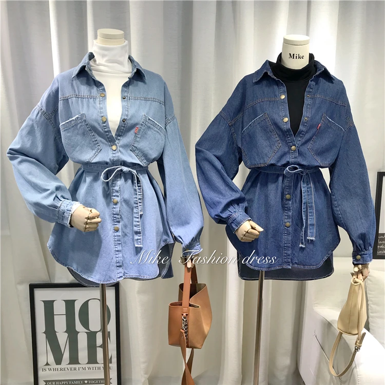 2019 Spring New Fashion Women Solid Color Loose Denim Shirt Elastic Waist Long Sleeve Student Casual Long Jeans Blouse Tops C884
2019 Spring New Fashion Women Solid Color Loose Denim Shirt Elastic Waist Long Sleeve Student Casual Long Jeans Blouse Tops C884