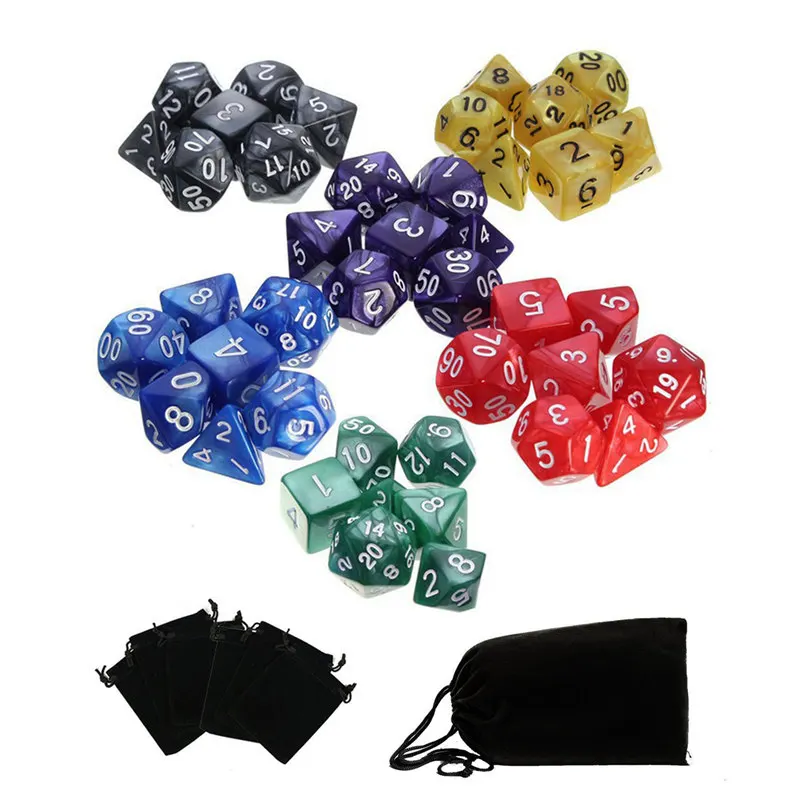 42pcs Polyhedral Dice For Dungeons And Dragons DND RPG MTG Board Games Dice 20 Set 4D 6D 8D 10D 12D 20D With Pouch Bags
42pcs Polyhedral Dice For Dungeons And Dragons DND RPG MTG Board Games Dice 20 Set 4D 6D 8D 10D 12D 20D With Pouch Bags