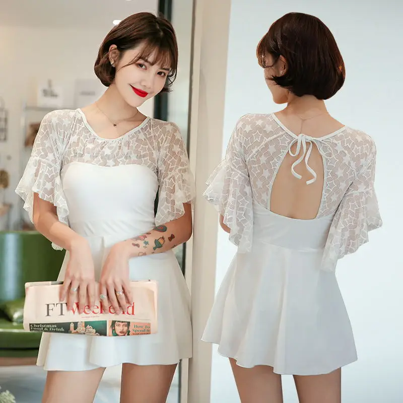 2019 New Arrival Sexy Transparent Stars Lace Short Sleeve Skirt One-piece Swimsuit Slim Fit Swimwear Beach Women Bathing Suits
2019 New Arrival Sexy Transparent Stars Lace Short Sleeve Skirt One-piece Swimsuit Slim Fit Swimwear Beach Women Bathing Suits