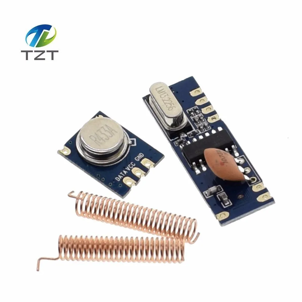 TZT 1 Set 433MHz 100 Meters Wireless Module Kit ASK Transmitter STX882 + ASK Receiver SRX882 + 2Pcs Copper Spring Antenna
TZT 1 Set 433MHz 100 Meters Wireless Module Kit ASK Transmitter STX882 + ASK Receiver SRX882 + 2Pcs Copper Spring Antenna
