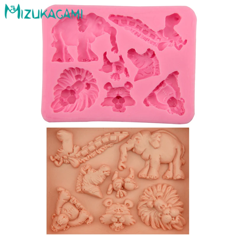 3D Animal Shape Lion Elephant Tiger Chocolate Fondant Silicone Mold Cake Decoration DIY Kitchen Baking Tools MJ-01049 | Дом и сад