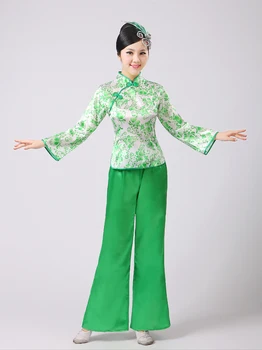 Blue and White Porcelain Yangko Dance Wear Women Show National Drum Fan Dance Costume Square Dance Clothing Red/Rose/Green/Blue
Blue and White Porcelain Yangko Dance Wear Women Show National Drum Fan Dance Costume Square Dance Clothing Red/Rose/Green/Blue