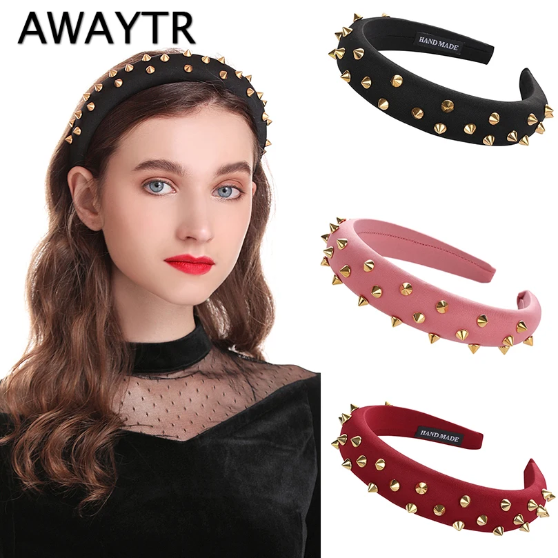 AWAYTR New Fashion Big Rivet Padded Soft Headband for Women Retro Black Red Hairband Ladies Girls Headwear Royal Headband
AWAYTR New Fashion Big Rivet Padded Soft Headband for Women Retro Black Red Hairband Ladies Girls Headwear Royal Headband