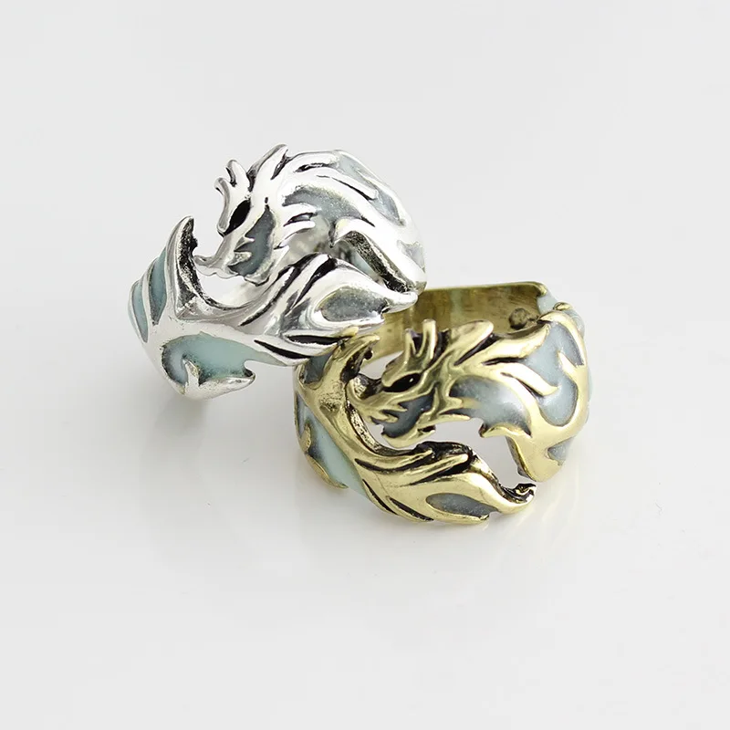 Светящиеся кольца в виде дракона для мужчин и женщин мужское кольцо с эмалью