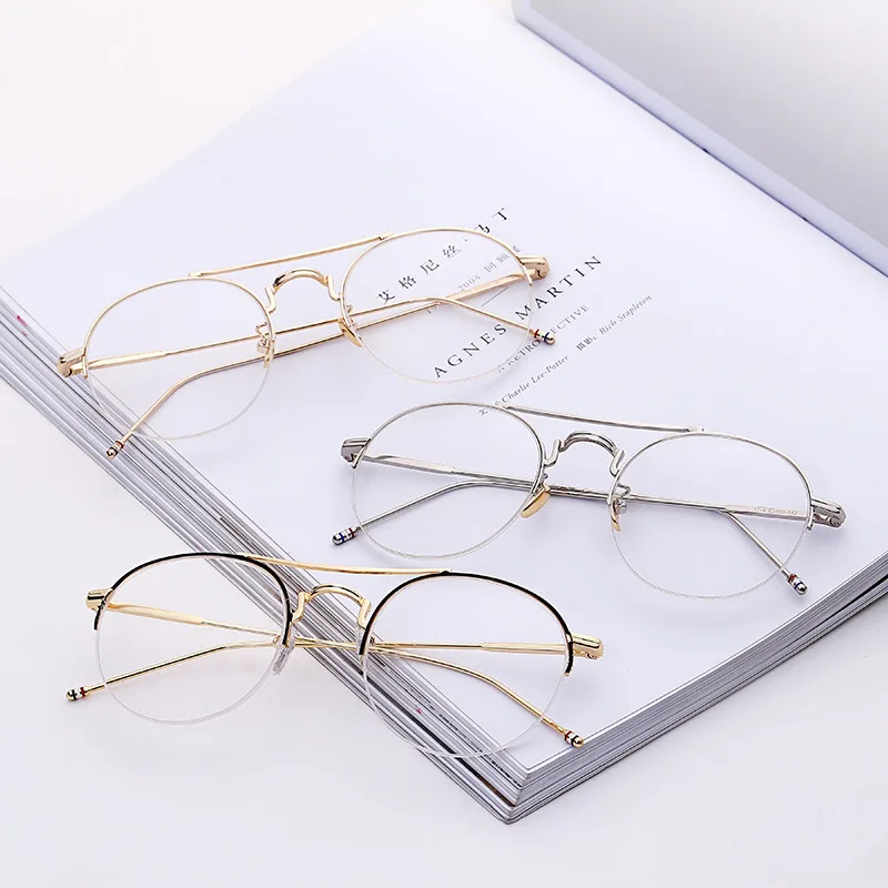 Round metal glasses frame fine round frame flat mirror ultra light metal half frame round retro men and women glasses
Round metal glasses frame fine round frame flat mirror ultra light metal half frame round retro men and women glasses