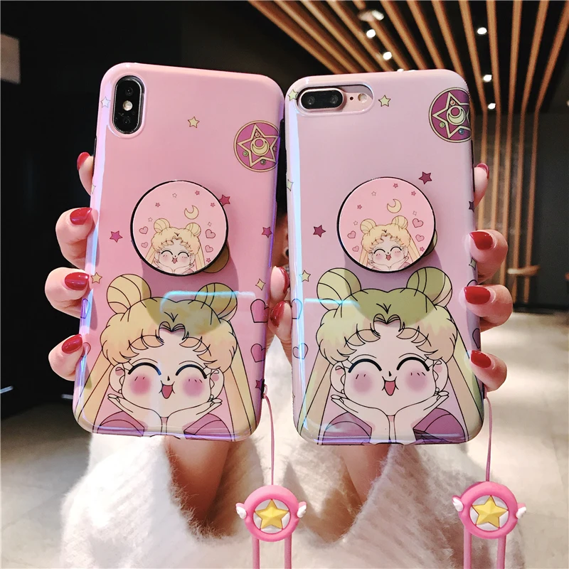 for iphone XS max XR X pink Sailor moon soft cover For iphone 11 Pro 8plus 7plus 6SP 7 8 6 6S Cute Cartoon case + stander +strap
for iphone XS max XR X pink Sailor moon soft cover For iphone 11 Pro 8plus 7plus 6SP 7 8 6 6S Cute Cartoon case + stander +strap