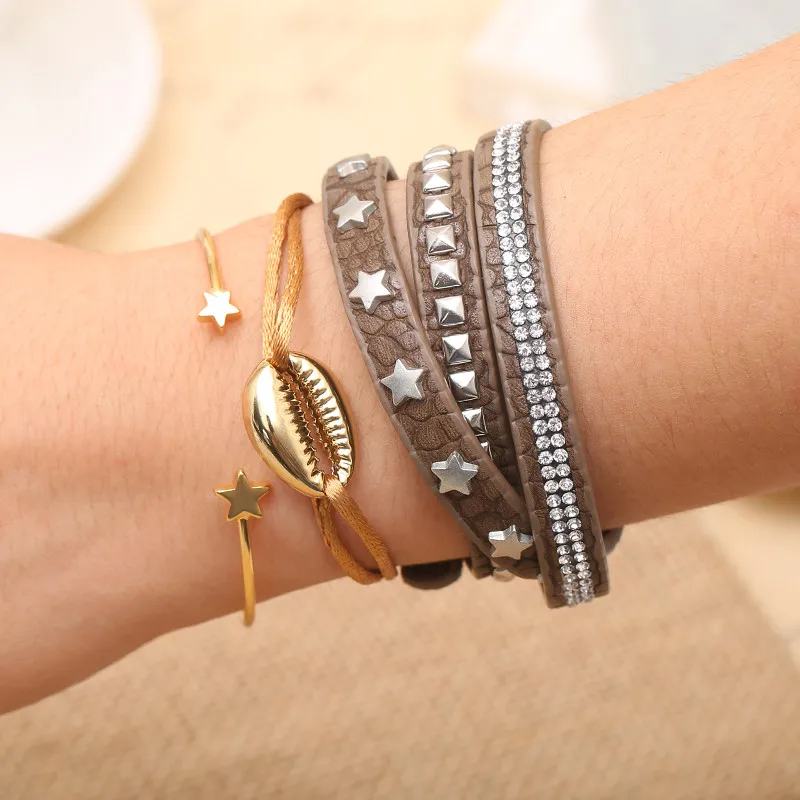 Women Fashion Handmade Bracelets with Pendant Gold Stainless Steel Shell Jewelry Strand Rope Chain Bracelet for Girl 
Women Fashion Handmade Bracelets with Pendant Gold Stainless Steel Shell Jewelry Strand Rope Chain Bracelet for Girl